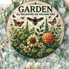 Vintage Garden Tin Wall Art with Floral Bee Design Metal Sign