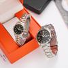 New Light Luxury Diamond Quartz Couples' Watch with Alloy Steel Band and Dual Calendar