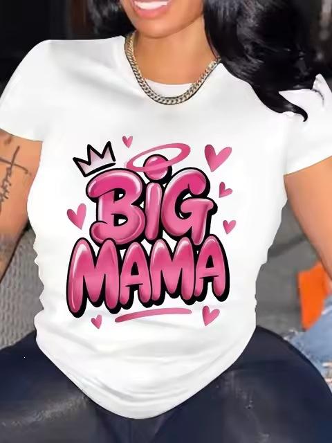 Cross-border European and American Trend T-shirt Men's Mother In Oversized White Graphic T-shirt T-shirt Men's Short-sleeved T-shirt