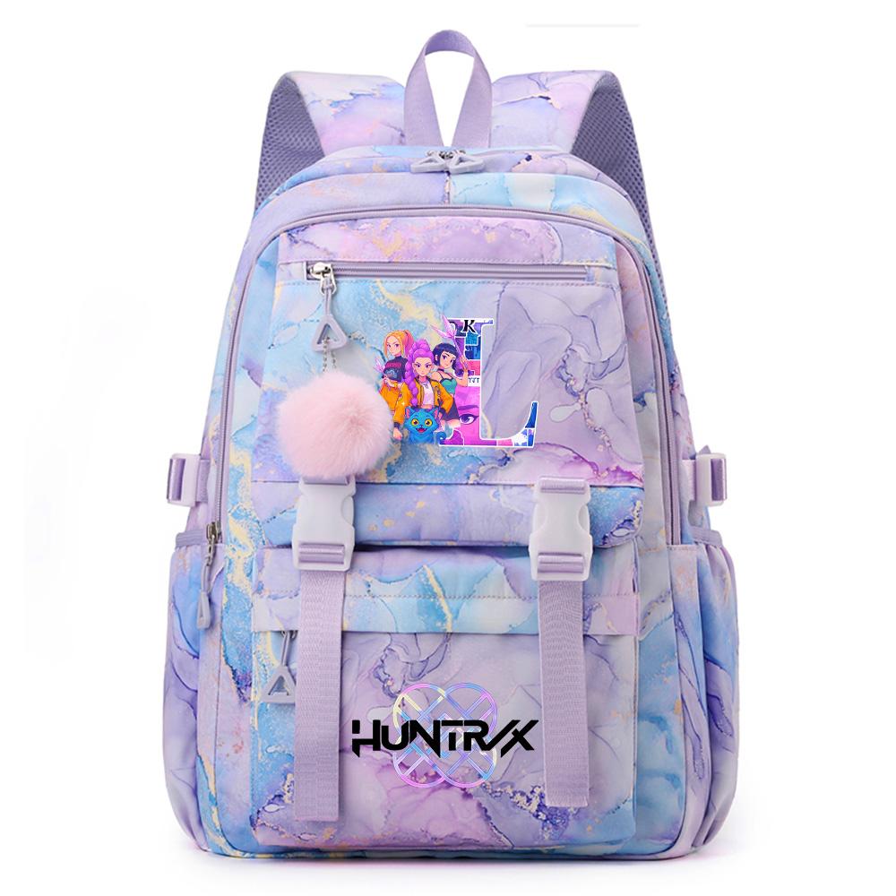 Cute Cartoon 26 English Letters Printed Backpack Schoolbag for Teenager Student Girl Boy Bookbag Large Capacity Waterproof Travel Bag Mochila