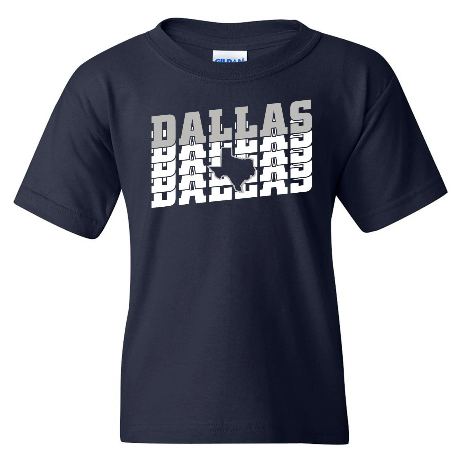 Dallas Retro Repeat - Sport Football Texas Fan Youth T Shirt - Navy M