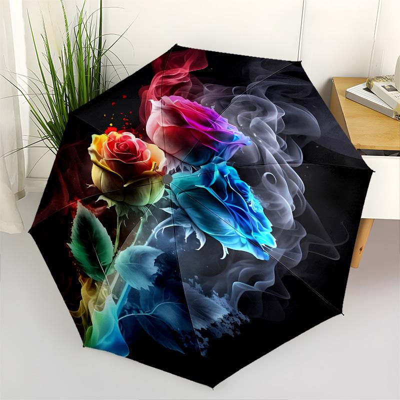 

Colorful Roses, Abstract Art- Automatic Umbrella, Four Seasons Portable Folding Umbrella, Suitable for Men and Women, Travel, Daily Compact