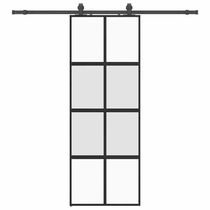 VidaXL Porte coulissante kit quincaillerie noir 76x205 cm verre trempé, porte intérieure, porte de grange intérieure, porte 3375892