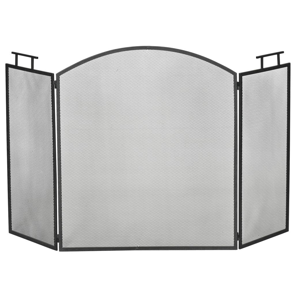 Protezione Scintille Pieghevole Parascintille Protezione Scintille Camino Parascintille Camino Schermo Antifuoco Parascintille Camino Parascintille Stufa Metallo 110 x 24 x 76,5 cm Nero