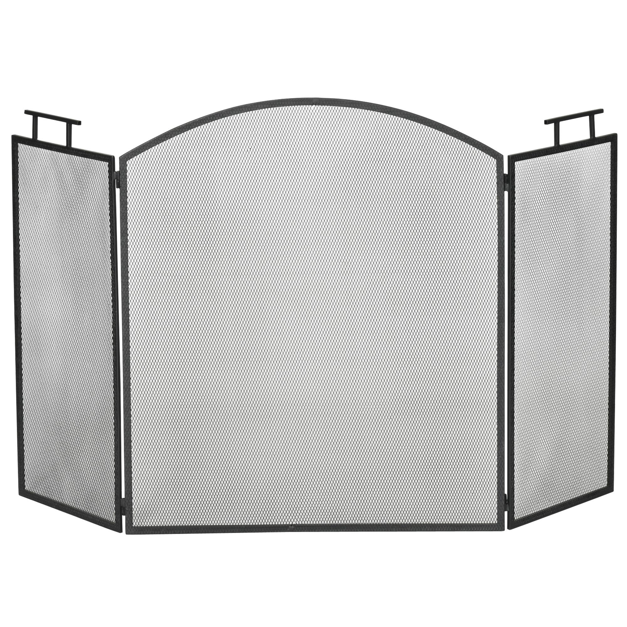 Pare-étincelles Pliable pour Cheminée Écran de Cheminée Métal 110 X 24 X 76,5 Cm Noir