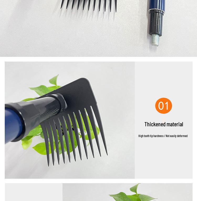 Detachable Dense-Tooth Garden Rake for Leaves, Grass, and Potted Plants