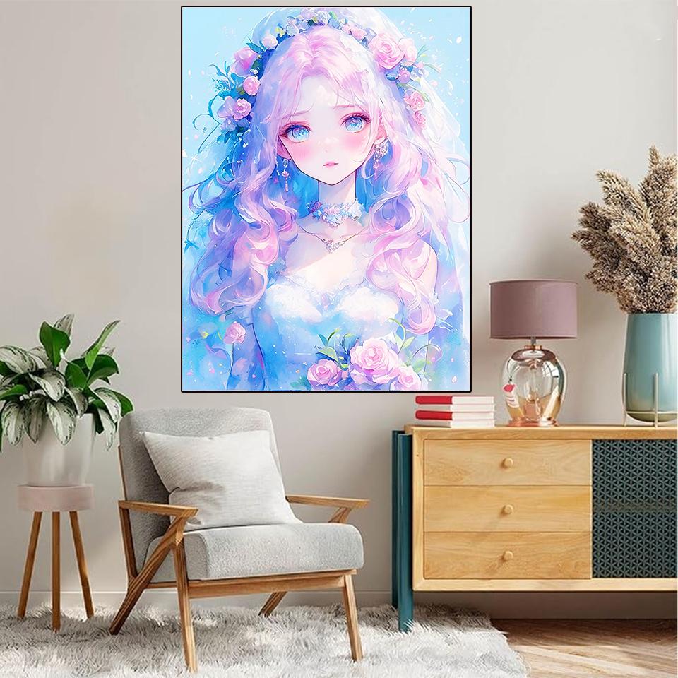 5D Full Square Drill Diamond Painting Beautiful Cartoon Girl Diamond Mosaic Embroidery DIY Doll Home Decor Gift 2024 New Series