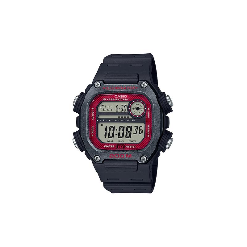 

Casio YOUTH series digital series STANDARD series retro street ten years power digital 200 meters waterproof movement quartz movement DW-291H-1B красный