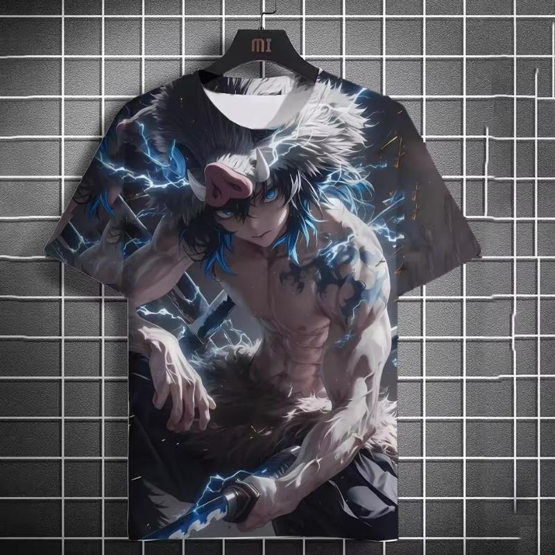 Pánské Street Hip Hop Vícebarevné Ležérní Krátký rukáv Pohodlná móda Prodyšný 3D tisk HD anime tisk postav