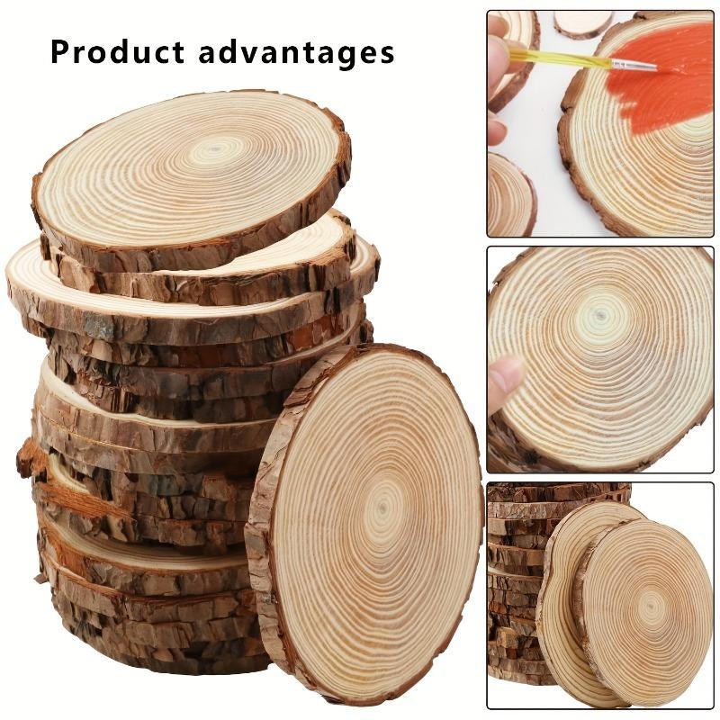10/15/20pcs 11.94-13.97cm Unfinished Wood Slices for Centerpieces Round Wood Trays with Bark Wooden Cookie Rings Craft Christmas