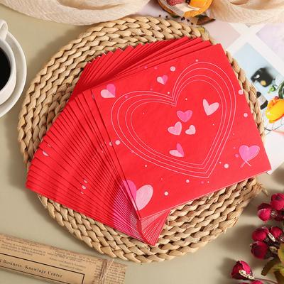 20pcs  Printed Napkins Colorful Heart Series Western Restaurant Decorative Square Napkins Party Disposable Napkins
