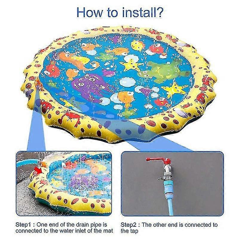 100cm Kinder Outdoor Lustige Spielzeuge Kinder Aufblasbar Rund Wasser Spritzspielbecken Spielende Sprinkler Matte Hof Wassersprühmatte