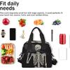 Funny Skull Lunch Bag Tote Bag Leakproof Cooler Bag Insulated Lunch Box with Front Pocket Water-resistant Thermal Lunch Bags with Shoulder Strap for