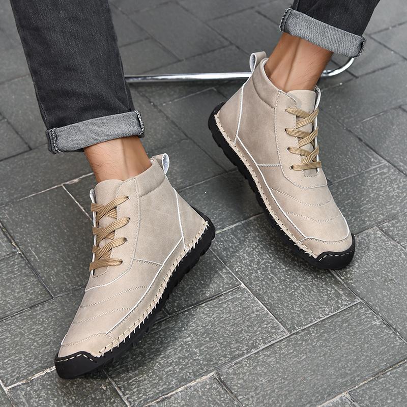 Ručně vyráběné dělené kožené boty Pánské boty Pohodlné kotníkové boty Pro muže Obuv pro volný čas Obuv na nástroje velké velikosti