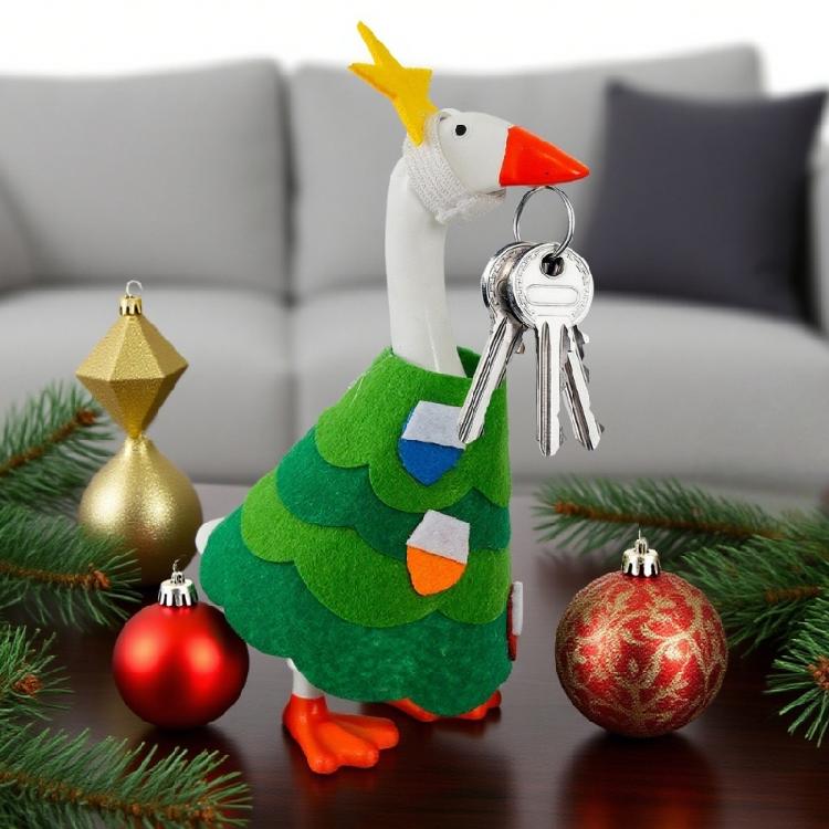 Elegant Holiday Porch Geese Decoration For Christmas New Year Outdoor Garden Yard Decoration Fabric Accessory