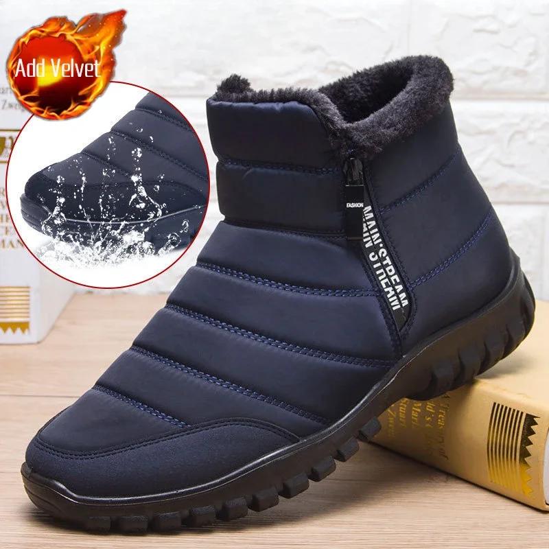 

Men s New Winter Fleece Padded Warm Snow Boots Zipper Waterproof Anti Slip Simple Versatile High Top Cotton Shoes Fashion Design 47