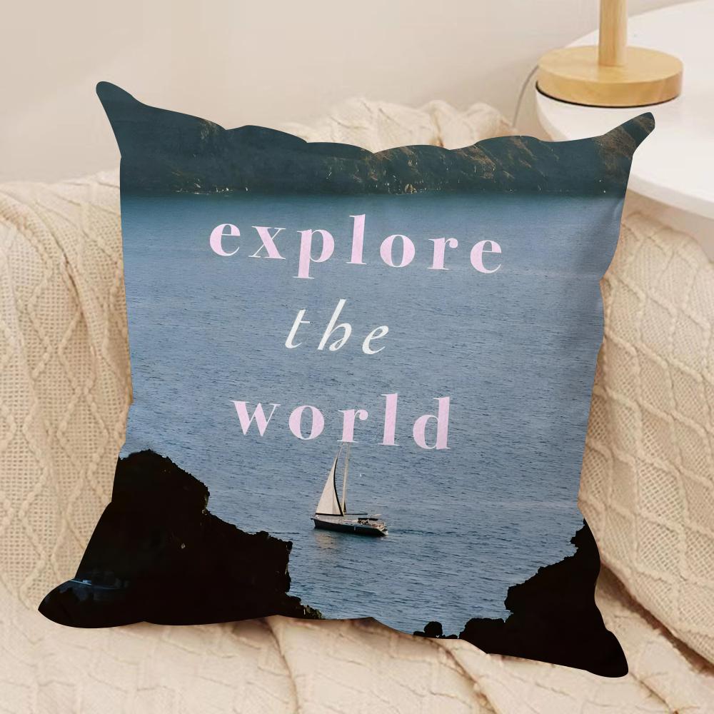 Positive Words Cushion Cover Soft Plush Fabric DoubleSided Printed Cushion Covers for All Seasons Home Decor