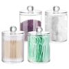 Qtip Holder Storage Canister Organizer for Cotton Ball, Cotton Swab, Pads Floss Clear Plastic Box Apothecary Jar with Lid