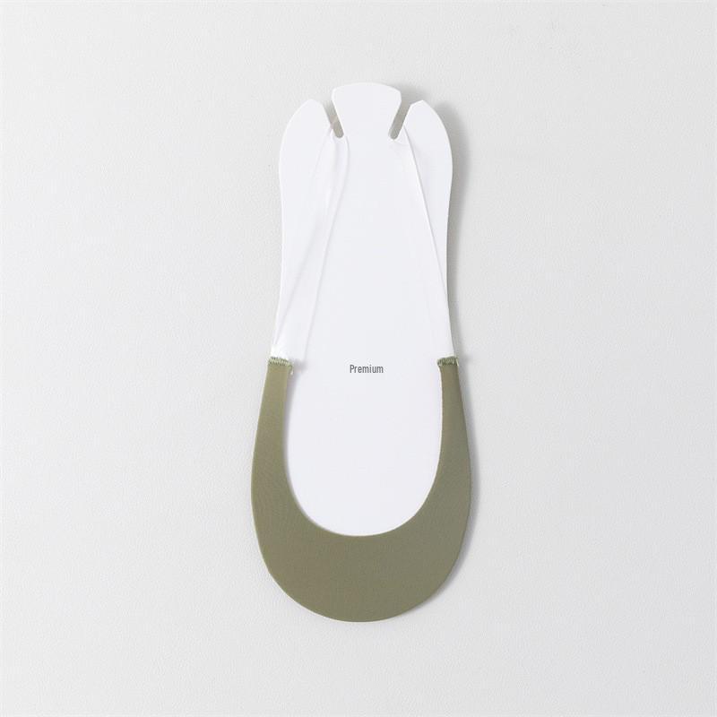 Invisible Ice Silk Low-Cut Boat Socks with Non-Slip Heel & Forefoot, Solid Color, Half-Palm Strap, Perfect for High Heels.