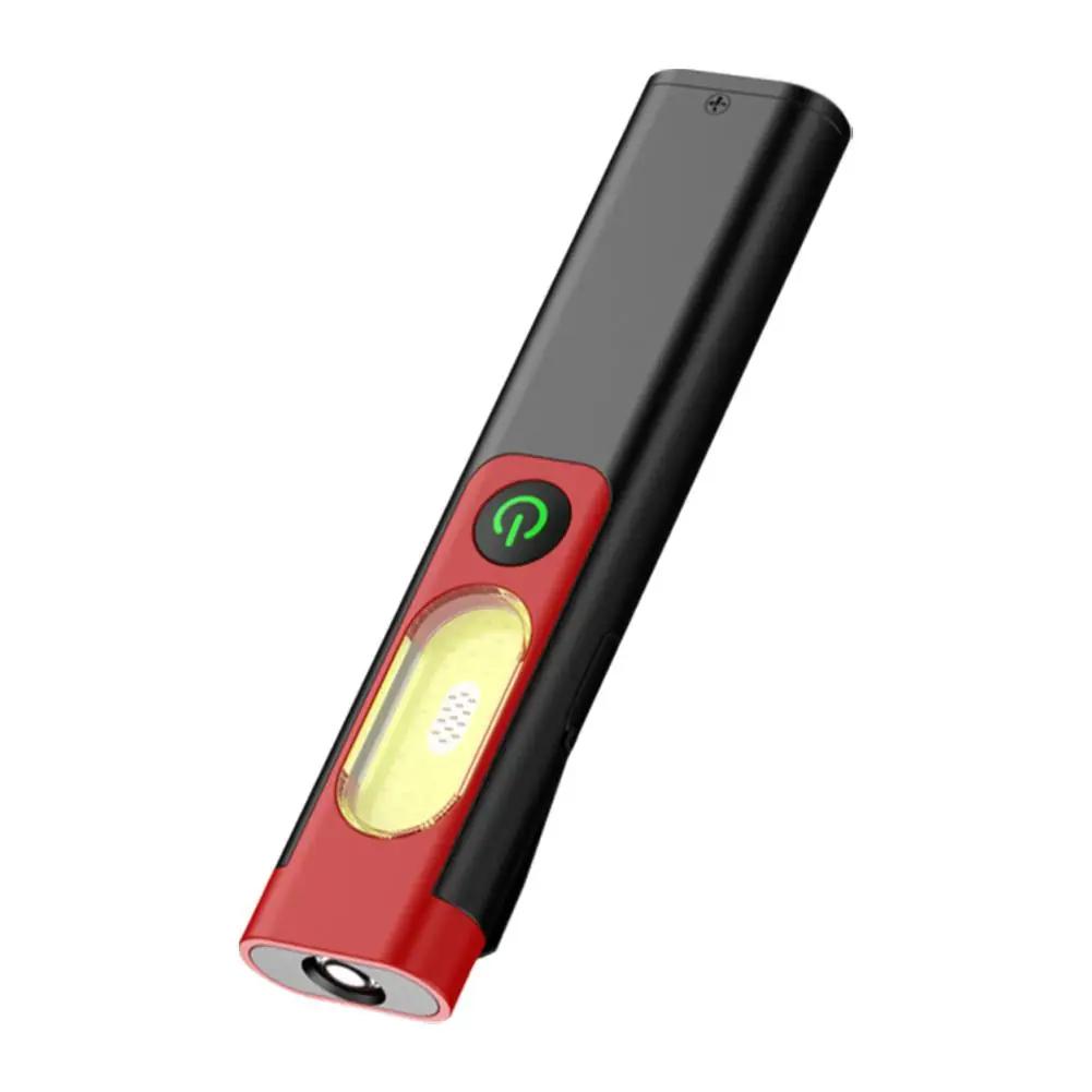 LED Keychain Flashlight With Magnet Clip Portable Rechargeable Lamp Waterproof Outdoor Warning Torch UV Light S7T9