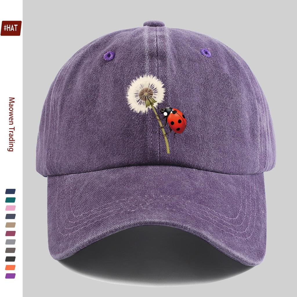 pc Cartoon Dandelion Insect Print Baseball Cap Trucker Sun Hat Comfortable Lightweight Papa Hat Dad Mom Beach Party Decor Ha