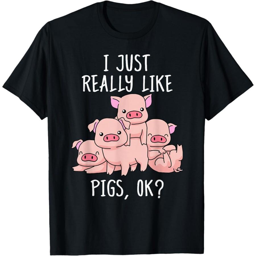 

Love Pig Shirt Women Pig Gifts Pigs Tshirt Men Cute Swine T-Shirt XXXXXL чорний