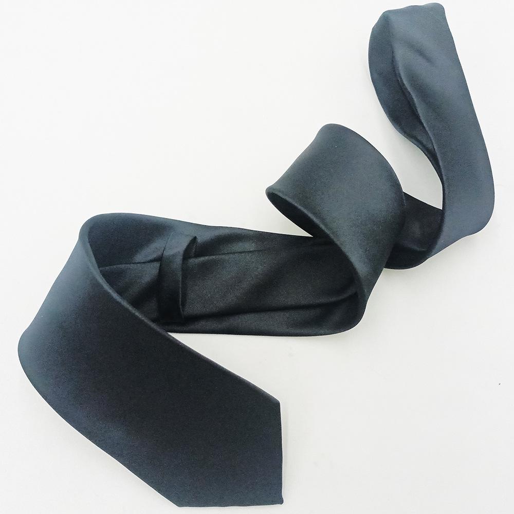 High-Density Yarn-Dyed Black Polyester Silk Tie - 8cm, Formal & Casual