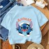 Stitches Child Cotton Tee Short Sleeve Blue Alien Ears Character Summer Daily Wear
