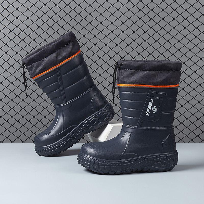 Herren Schnee Stiefel Wasserdicht Regen Stiefel Verdickt Fleece Hoher Schaft Freizeit Schuhe Bequem Warm Baumwolle Schuhe EVA Arbeit Herren Stiefel