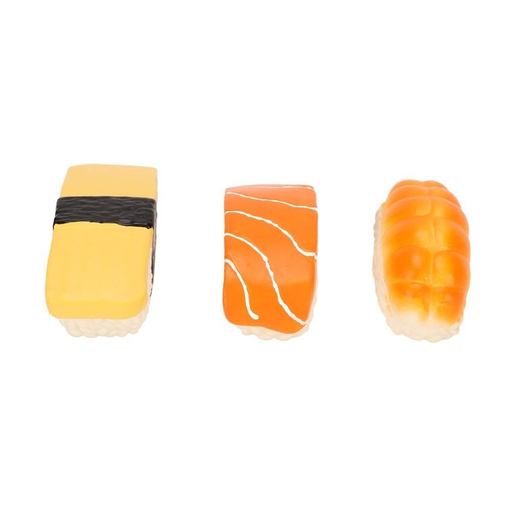 3Pcs Soft Latex Latex Puppy Chew Toy Squeaky Interactive Dog Toy Pet Oral Cleansing Realistic Sushi Toy