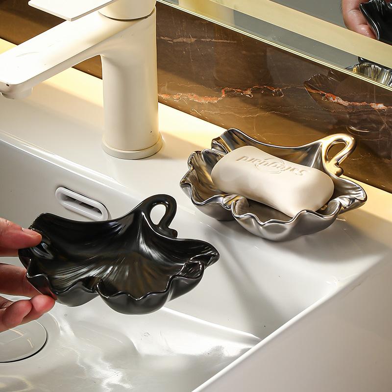 Soap Dish Light Luxury Household Bathroom Creative Bathroom Ceramic Soap Dish Holder Bathroom Accessories