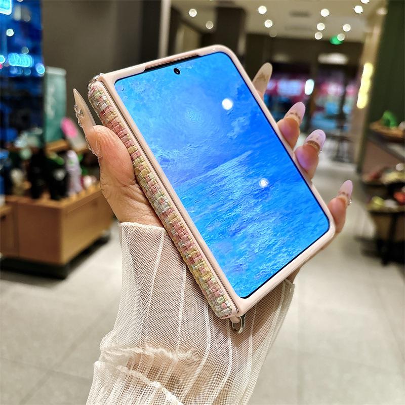 Huawei PuraXMax Foldable Phone Case: Dual-Axis Design, Woven Texture, Includes Lanyard