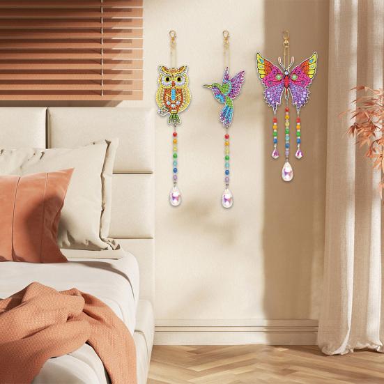 

1 комплект алмазной живописи колокольчика простой в использовании красивая подвеска в форме бабочки и птицы комплект для рукоделия