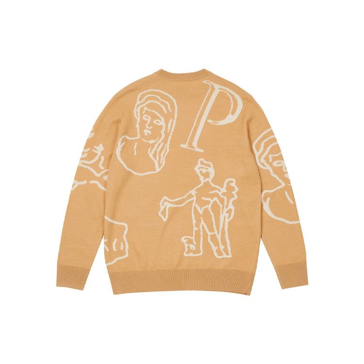 Palace Palasonic Fun Panasonic Logo Cartoon Long Sleeve Knitted Sweater Unisex Tops Yellow P20KW002