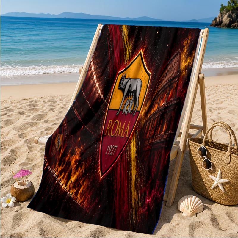 Roma Football Club Crest Beach Towel Microfiber Beach Towel, Lightweight and Quick-Dry, for Summer Travel, Swimming Pool Fan Birthday Gift