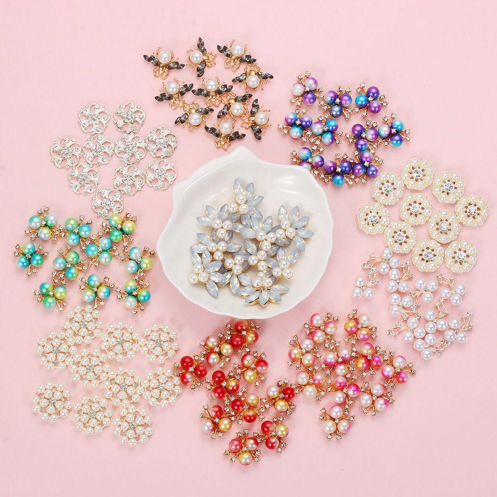 10pcs/set Tool DIY Clothing Flower Garment Decorative Bow Accessories Bee Sewing Button Pearls Rhinestone