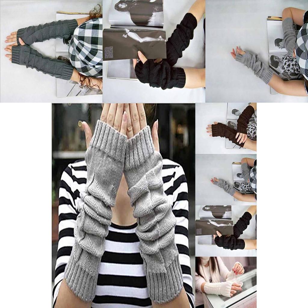 Chic Knitted Crochet Arm Warmers Long Fingerless Gloves For Trendy Women