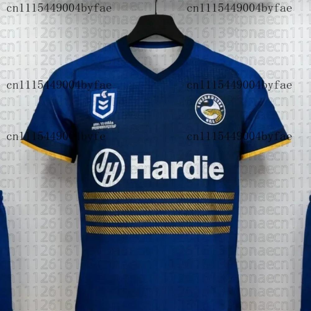 Summer Parramatta Eels 1947 Heritage Breathable Training Jersey! Blue-Yellow Interwoven Stripes Unisex Family Kids Tees Top