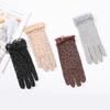 Summer Sunscreen Lace Thin Gloves for Women Summer Leopard Pattern Outdoor Breathable Square Dance Etiquette Gloves