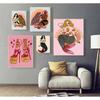 Mermaid Retro Wall Art, Nordic Nude Woman Poster, Printed Images, Living Room, Home Decoration, Oil Painting, Pink, Leopard