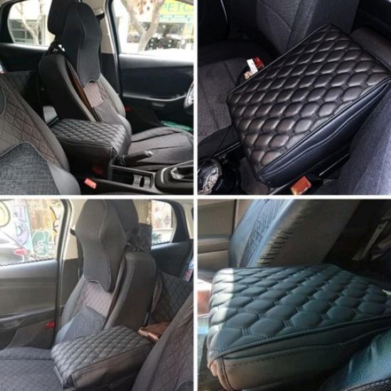 Black Car Armrest Cushion Cover Center Console Mat Pad Protector Accessories .