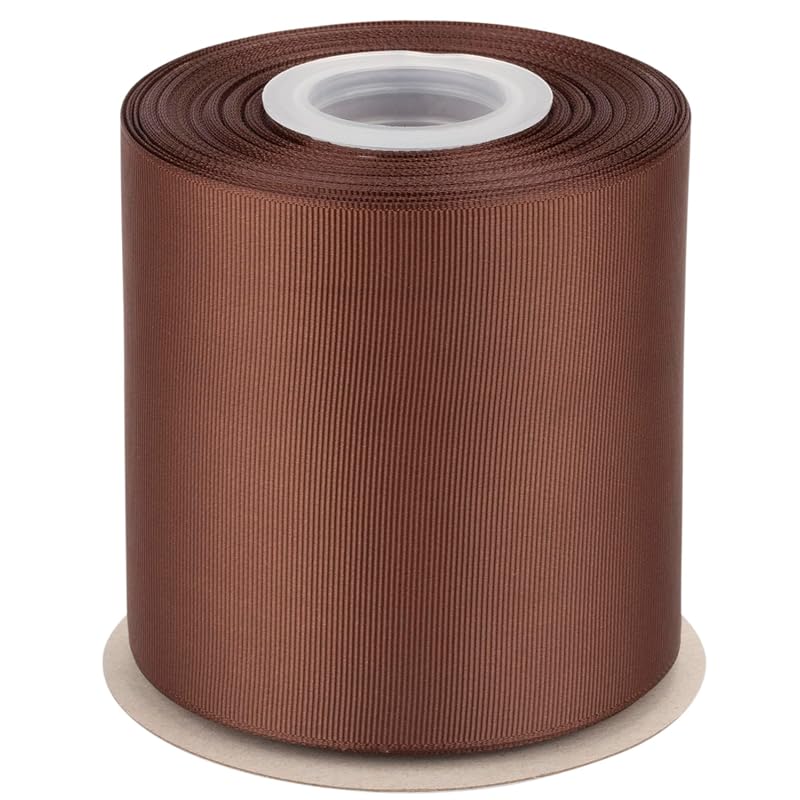 

[Tekdeere]Width 100mm solid brown grosgrain ribbon, perfect for gift wrapping, sewing, hair accessories, wedding decorations - 22 meters/roll