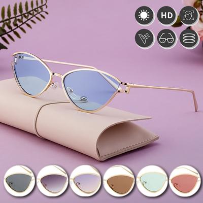 Fashion Unisex Hollow Design Sun Glasse Anti-UV Spectacles Alloy Frame Eyeglasses Ornamental Google Cat Eye Sunglasses