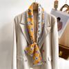 Floral Print 12*145cm Long Ribbon Silk Scarf Women Neck Scarves Headband Female Skinny Neckerchief Hair Band Neck Tie Bag Ribbon