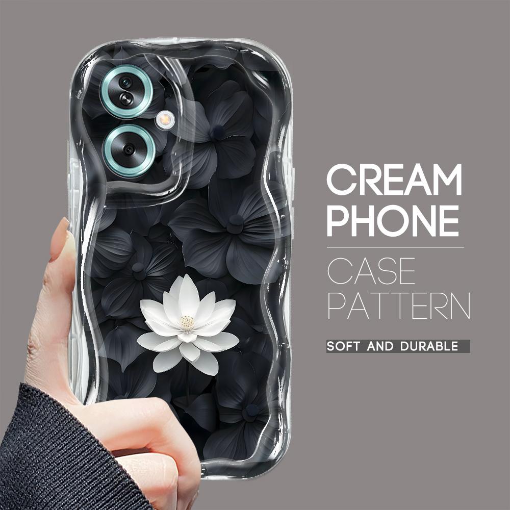 Roztomilý kreslený vzor s krémovou texturou Pouzdro s vlnitým okrajem, měkký silikonový kryt, pouzdro na telefon OPPO Reno Realme