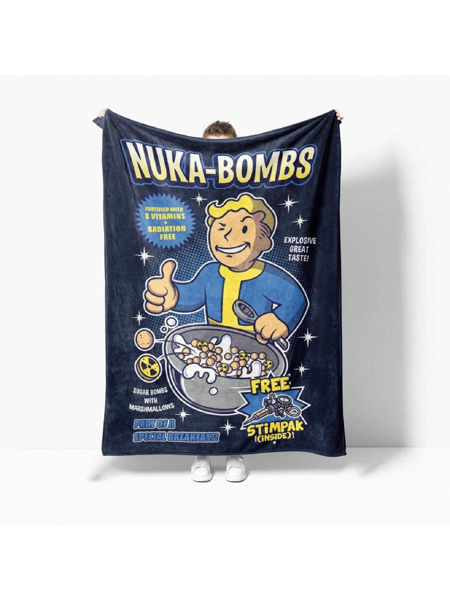 

Вдохновленный Fallout Плед Nuka-Bombs - Индустриальный стиль, Игровая тематика, Многоцелевой, Мягкий комфорт для кровати, офиса, спальни 75X95CM серый