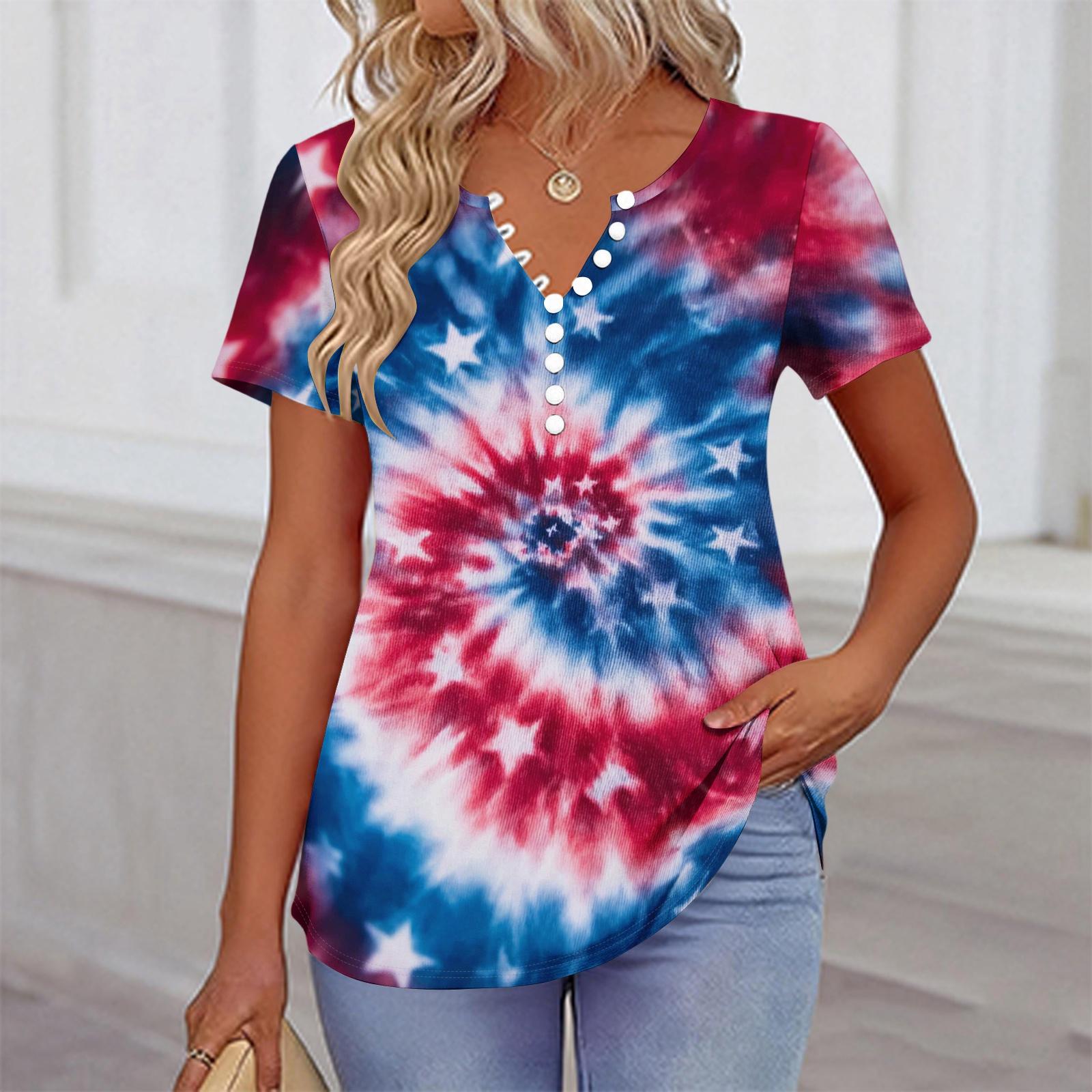 

Womens Spring Tops Short Sleeve Henley Neck Summer Shirts for Women Printed Casual Womens Summer Shirts Soft Fabric XL білий