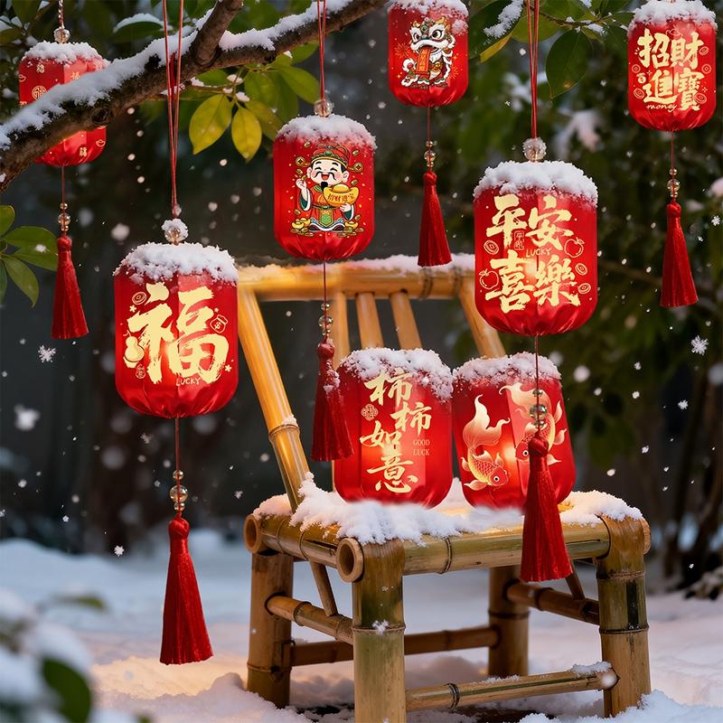 Chinese New Year Glowing Lanterns  Chinese Red Mini Lantern Led Hanging Light Ornament Spring Festival Home Decor