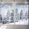 2D Cozy Winter Window View Backdrop Snowy Pine Forest Background