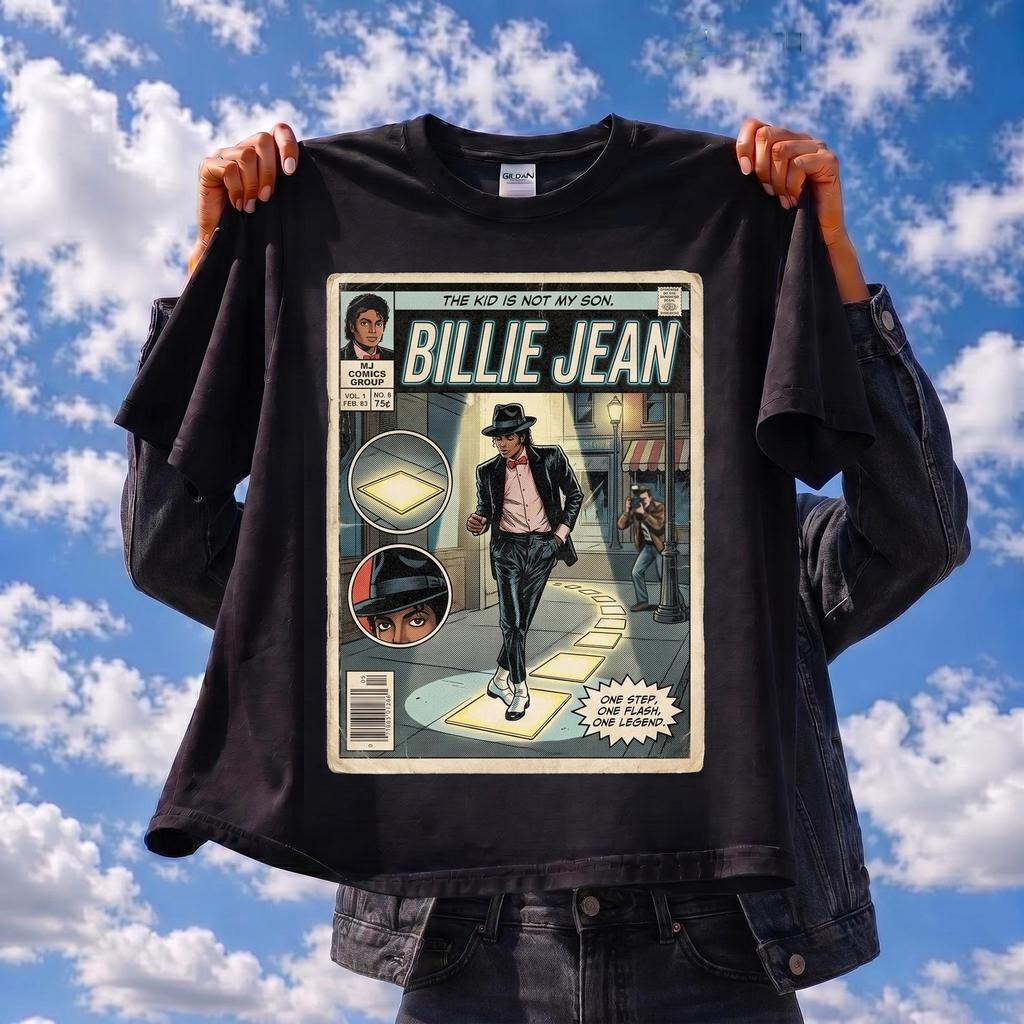 MJ Billie Jean Comic Shirt, Thriller Era Vintage Tee, Light Up Sidewalk Gift